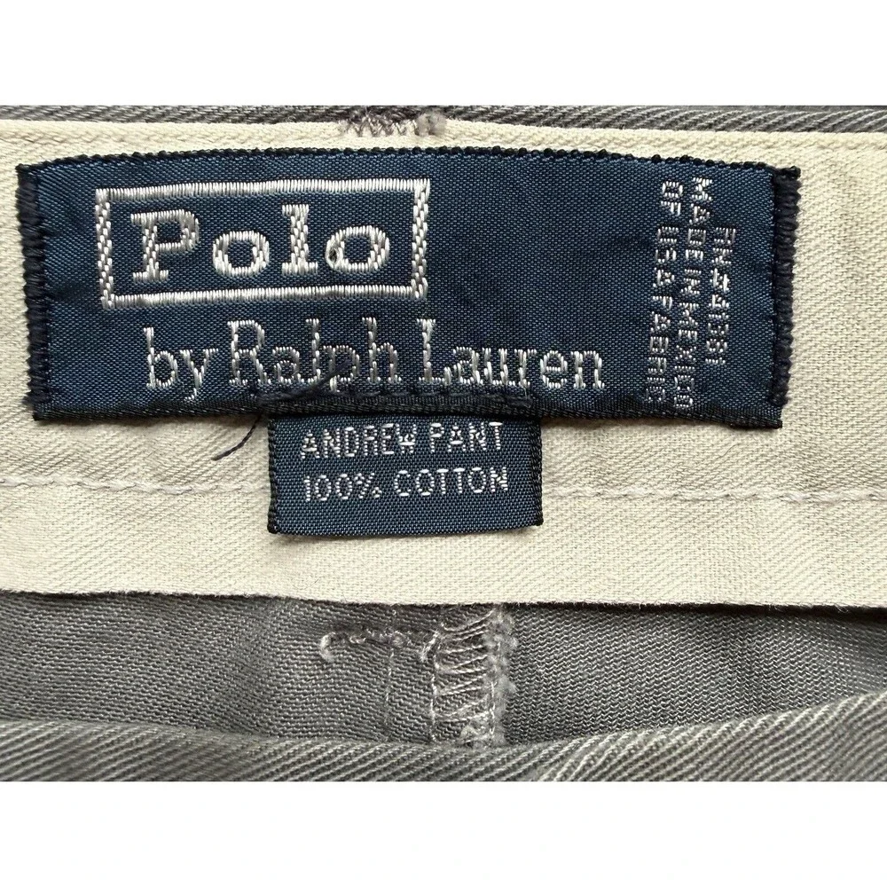 VTG Polo Ralph Lauren Men’s Andrew Pants Size 40x30 Pleated Chino Gray Preppy